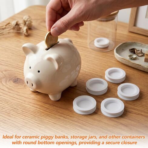 10 Pcs Piggy Bank Stopper, 5 Sizes Round Plugs Money Saving Box Hole Cover Silicone Seal for Coin Jar Accessories 28mm, 30mm, 32mm, 34mm, 36mm in Kuwait