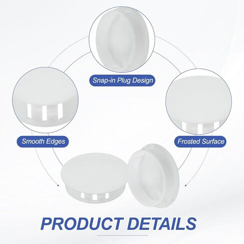 PATIKIL 42mm/1-5/8 Plastic Hole Plugs, 12 Pcs Flush Type Round Plug Snap in Locking Screw Hole Covers Insert End Caps for Furniture Cabinet Kitchen Door Shelves, White in Kuwait