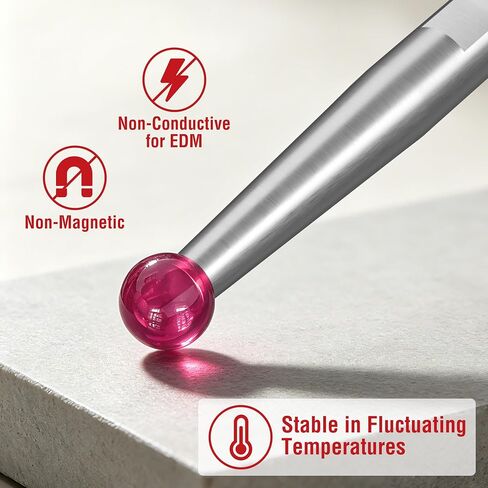 TESA Brown & Sharpe 599-7030-80R Ruby Tip Contact Point for Bestest Dial Test Indicator, 0.080" Tip Diameter x 1/2" Length, M1.4 x 0.03 Thread in Kuwait