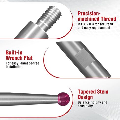 TESA Brown & Sharpe 599-7030-80R Ruby Tip Contact Point for Bestest Dial Test Indicator, 0.080" Tip Diameter x 1/2" Length, M1.4 x 0.03 Thread in Kuwait