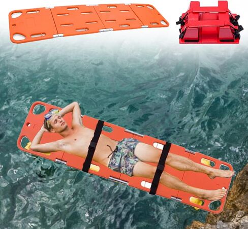 Water Rescue Stretcher 185cm, First Aid Spine Board for Pools & Water Parks, Large Patient Transport, Complete Rescue Set for Emergency Response in Kuwait