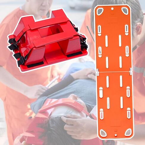 Foldable EMS Spine Board Stretcher - Waterproof First Aid Backboard for Patient Transfer & Immobilization, Emergency Rescue Equipment with 3 Secure Straps for Adults in Kuwait