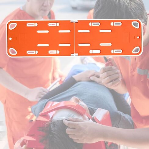 Foldable EMS Spine Stretcher Board, Waterproof First Aid Backboard for Adult Patient Transfer & Immobilization, Emergency Rescue Equipment with Head Immobilizer & 3 Straps in Kuwait
