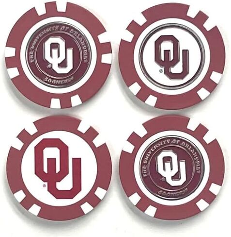 NCAA Oklahoma Sooners Golf Poker Chips w/Removable Magnetic Ball Marker (4pk) in Kuwait