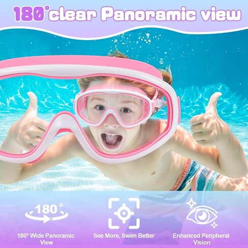 2 Pack Kids Swim Goggles for Girls Ages 3-15, Anti-Fog UV Protection Waterproof Swimming Goggles, Leakproof Wide View Pool Goggles with Adjustable Strap, Ear Plugs and Nose Clip, (Pink+ Purple) in Kuwait