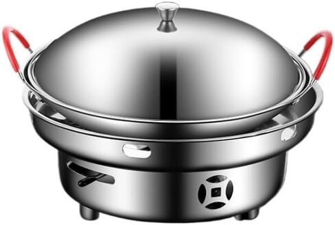 chafing dish Stainless Steel Hot Pot Cooker Set With Lid Alcohol Stove Stand Portable Spirit Cooker Burner For Home Camping(9in) in Kuwait