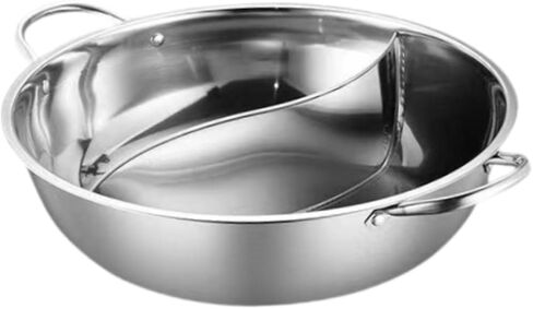 Divided Hot Pots Stainless Steel Shabu Shabu Hot Pot Pan with Divider Double Flavor Separation Quick Heat Hollow Handle Induction Cooker Suitable for, 32cm in Kuwait