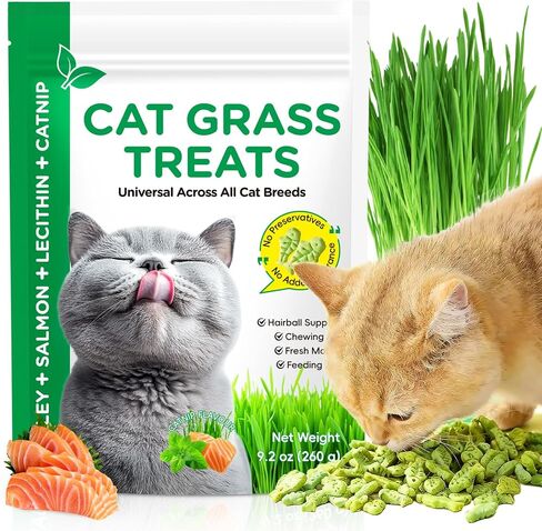 120 جم/4.23 أوقية مكافآت عشبية للقطط المجففة بالتجميد، زيت السمك، عشب القطط للقطط الداخلية، التحكم في كرة الشعر وتنظيف أسنان القطط الصالحة للأكل، وجبة خفيفة للأسنان in Kuwait