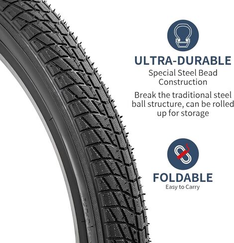 YUNSCM 2-PCS 20" Bike Tires 20x1.75/47-406 Compatible with Road Bike 20 x 1.75 20X1.75 Bicycle Tires (Y-968) in Kuwait