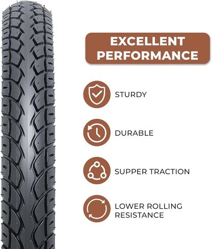2 PCS 24x1.50 Bike Tires, Durable Folding 24 Inch 40-507 24x1.50 Road Bicycle Tires, Replacement Bike Tires for Road Cruiser Bicycle, Clincher（M-066） in Kuwait