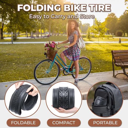 2 PCS 24x1.50 Bike Tires, Durable Folding 24 Inch 40-507 24x1.50 Road Bicycle Tires, Replacement Bike Tires for Road Cruiser Bicycle, Clincher（M-066） in Kuwait