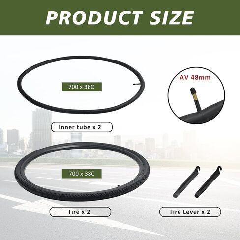 2 Pack 700-38C Bike Tire, YILUXING Foldable 700C Bicycle Tire and Tubes for City Bike Commuter Bike Hybrid Bike in Kuwait