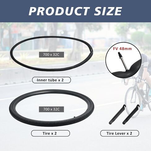2 Pack 700-32C Bike Tire, YILUXING Foldable 700C Bicycle Tire and Tubes for City Bike Commuter Bike Hybrid Bike in Kuwait