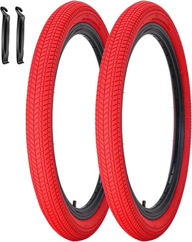 2 Pack Color Bike Tire, 20 x 2.125 Inch Folding Bicycle Replacement Tire Red Color Tire for Children Bikes in Kuwait