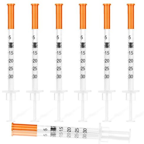 0.3ml Syringe with Cap,31 G 5/16Inch 8mm Lab Supplies for Liquids,Individually Wrapped 100 Pack in Kuwait