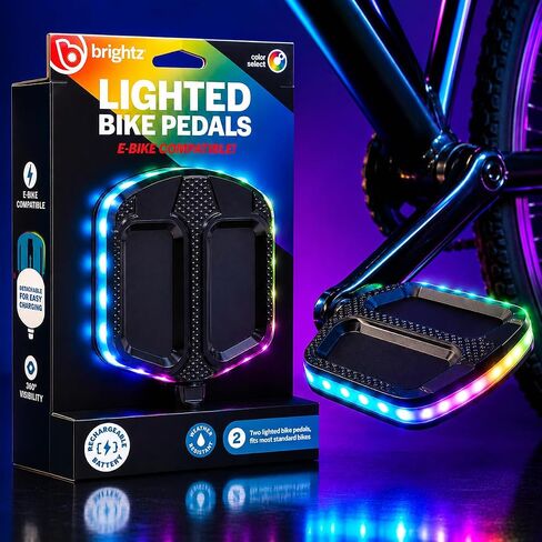 Brightz LED Light Up Bike Pedals, 2-Pack - USB-C Rechargeable Glow Bicycle Pedals with 3 Light Modes, 360° Visibility & 24 Hour Runtime - 9/16 in Detachable Pedals for Bicycles & E-Bikes in Kuwait