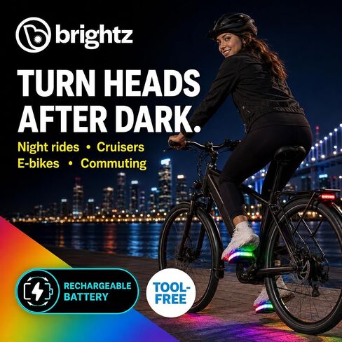 Brightz LED Light Up Bike Pedals, 2-Pack - USB-C Rechargeable Glow Bicycle Pedals with 3 Light Modes, 360° Visibility & 24 Hour Runtime - 9/16 in Detachable Pedals for Bicycles & E-Bikes in Kuwait