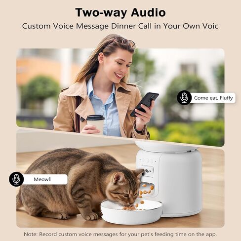 Automatic Cat Feeder with Camera, 4L Automatic Pet Feeder, Dual Power Supply, Programmable Cat Food Dispenser with 2MP Night Vision & Two-Way Audio for Cats and Small Dogs, Black in Saudi Arabia