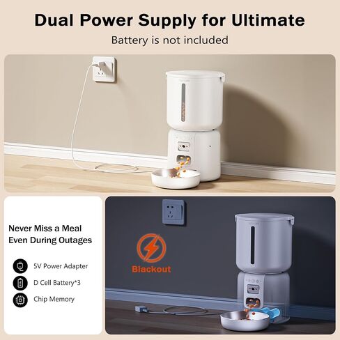 Automatic Cat Feeder with Camera, 4L Automatic Pet Feeder, Dual Power Supply, Programmable Cat Food Dispenser with 2MP Night Vision & Two-Way Audio for Cats and Small Dogs, Black in Saudi Arabia