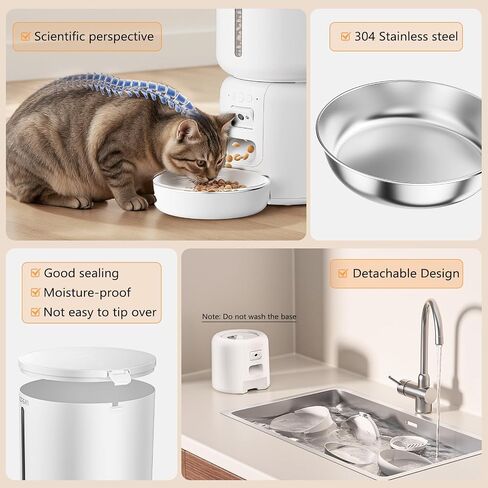 Automatic Cat Feeder with Camera, 4L Automatic Pet Feeder, Dual Power Supply, Programmable Cat Food Dispenser with 2MP Night Vision & Two-Way Audio for Cats and Small Dogs, Black in Saudi Arabia