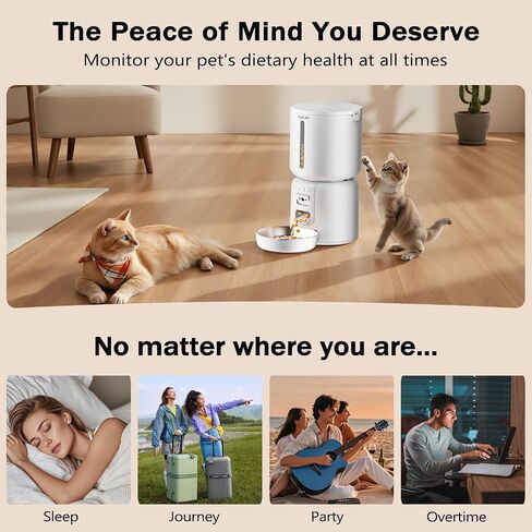 Automatic Cat Feeder with Camera, 4L Automatic Pet Feeder, Dual Power Supply, Programmable Cat Food Dispenser with 2MP Night Vision & Two-Way Audio for Cats and Small Dogs, Black in Saudi Arabia