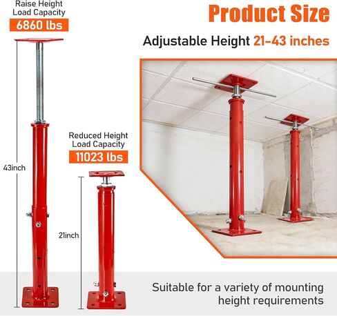 مقابس B4B BANG 4 BUCK House لتسوية مساحة الزحف، نطاق ارتفاع 21 بوصة - 43 بوصة، سعة تحميل قصوى 11023 رطل، عمود عمود مقابس أرضية للتسوية، عبوتان in Kuwait