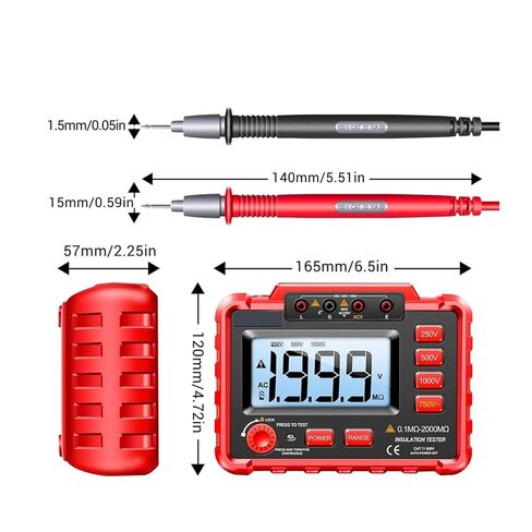 Resistance Tester, MH11 Insulation Resistance 2000MΩ Testers Digital Meters Ohm High Voltage Megohmmeter Meter Non-Battery Carry Tools in Kuwait