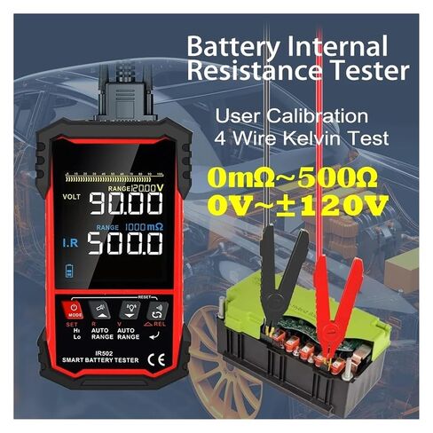 Resistance Tester, IR502 Battery Internal Resistance Tester 0.000mΩ~500Ω High Precision Calibratable Lead Acid Alkaline Lithium in Kuwait