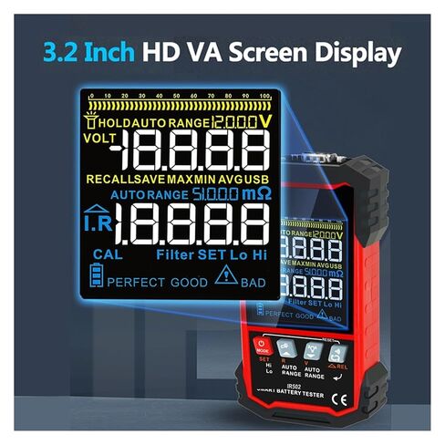 Resistance Tester, IR502 Battery Internal Resistance Tester 0.000mΩ~500Ω High Precision Calibratable Lead Acid Alkaline Lithium in Kuwait