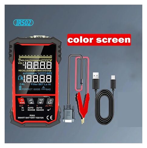 Resistance Tester, IR502 Battery Internal Resistance Tester 0.000mΩ~500Ω High Precision Calibratable Lead Acid Alkaline Lithium in Kuwait