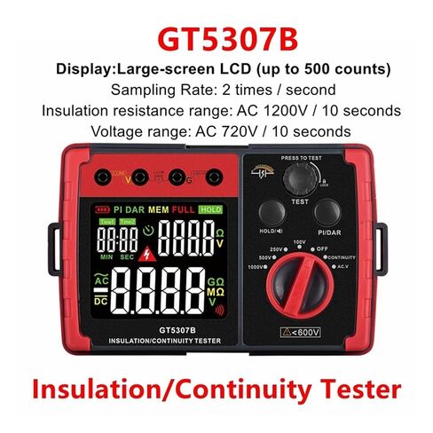 جهاز اختبار المقاومة، جهاز اختبار العزل/الاستمرارية عالي الدقة GT5307B قياس المقاومة الداخلية مع شاشة LCD in Kuwait