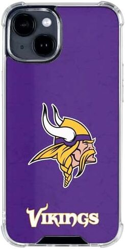 Skinit Clear Phone Case Compatible with iPhone 14 - Officially Licensed NFL Minnesota Vikings Distressed Design in Kuwait