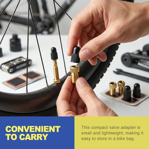 5 Pack Brass Bike Presta-Schrader Valve Adapter with 10 Caps, Convert Between Both Valve Types, for Bikes e-Bikes e-Scooters, Inflate with Standard Pump or Air Compressor in Saudi Arabia