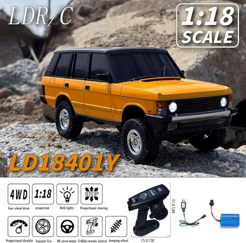 سيارة التسلق LDRC 1/18 Rc Ld18401 4wd للطرق الوعرة، سيارة احترافية للبالغين، طراز سيارات زاحفة تعمل بالتحكم عن بعد (أصفر) in Kuwait