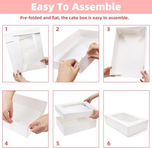 20 Pieces 16x11x4 Inch Cake Boxes, White Rectangular Sheet Cake Boxes with Window, Large Paperboard Container for Cookies Pastry Baking Donuts Cupcake Pie Packaging in Kuwait
