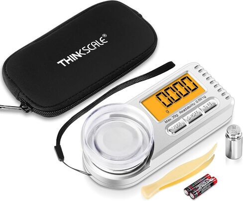 مقياس THINKSCALE الرقمي الملليغرام، 20 جم × 0.001 جم مقياس Mg صغير عالي الدقة مع شاشة LCD، الفارغة، 6 وحدات مقياس مجوهرات محمول، مقياس ميكرو جرام لطب المسحوق، الذهب، الأحجار الكريمة، إعادة التحميل in Kuwait