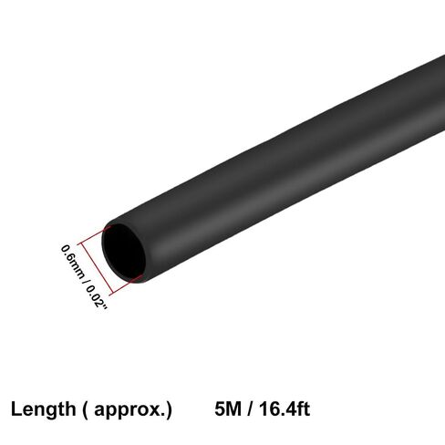 Heat Shrink Tubing 0.6mm Dia 5m 2:1 Heat Shrink Tube Wire Wrap Black in Kuwait