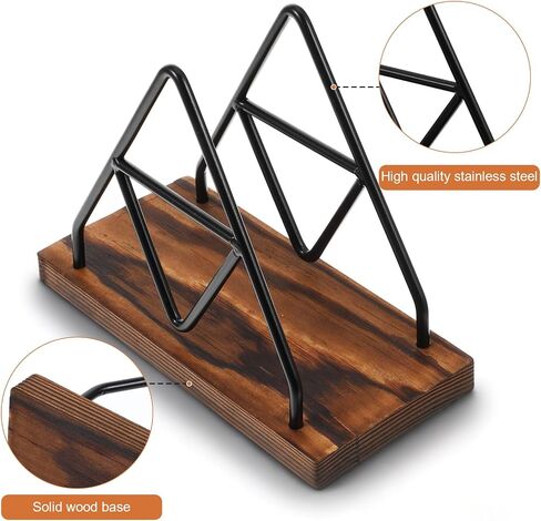 2 Pcs Wooden Napkin Storage,Black Table Napkin Holder with Black Metal Wire for Kitchen, Table Decor, Cocktail Bar in Kuwait