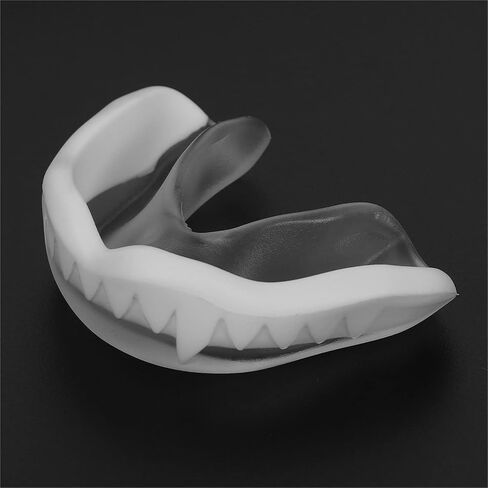 Fangs Boxing Mouthguard Muay Thai Mouth Guard Fighting Taekwondo Sanda Protective Gear Basketball Football Mouth Guard with a Storage Box for Sports Transparent White in Kuwait