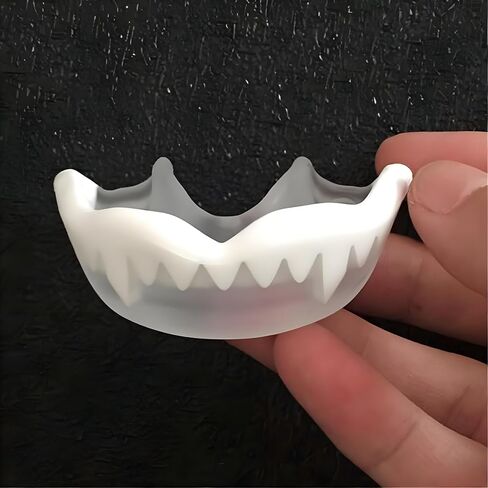 Fangs Boxing Mouthguard Muay Thai Mouth Guard Fighting Taekwondo Sanda Protective Gear Basketball Football Mouth Guard with a Storage Box for Sports Transparent White in Kuwait