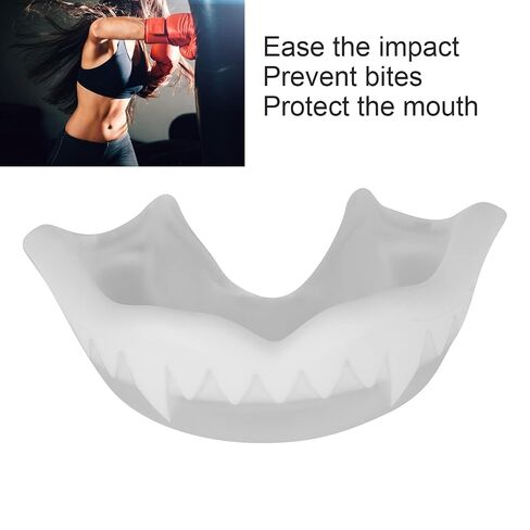 Fangs Boxing Mouthguard Muay Thai Mouth Guard Fighting Taekwondo Sanda Protective Gear Basketball Football Mouth Guard with a Storage Box for Sports Transparent White in Kuwait
