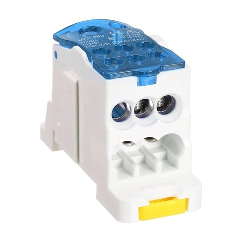 MECCANIXITY 1 in 6 Out Rail Terminal Blocks, 690V 160A Connectors Power Distribution Block with Flame-Retardant Housing for Power Distribution Cabinets, Green 29.4mm Width 12-6AWG Gauge in Kuwait
