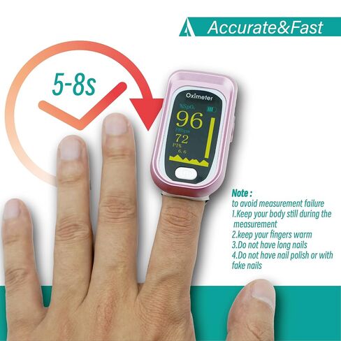 Pulse Oximeter Fingertip Rechargeable, Pulse Oximeter and Oxygen Monitor with OLED Screen, Accurate and Fast SpO2 and Heart Rate Monitor, Pulse Ox with Two Straps and Charing Cable in Kuwait