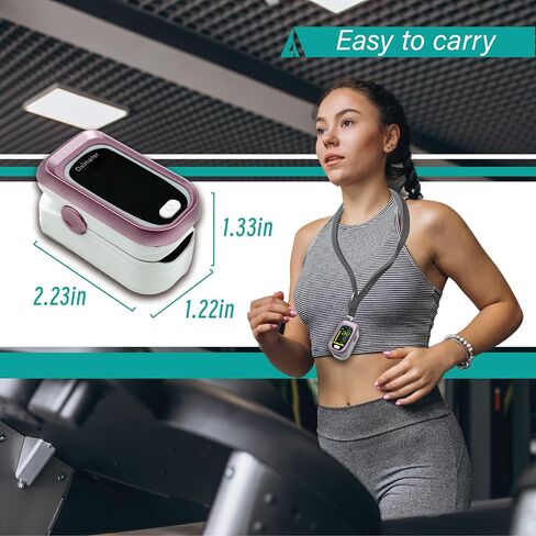 Pulse Oximeter Fingertip Rechargeable, Pulse Oximeter and Oxygen Monitor with OLED Screen, Accurate and Fast SpO2 and Heart Rate Monitor, Pulse Ox with Two Straps and Charing Cable in Kuwait