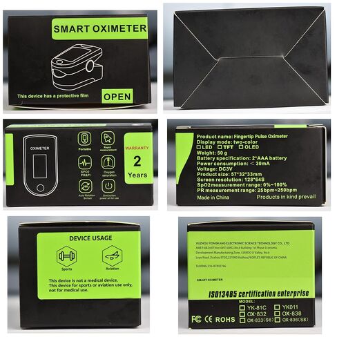 Pulse Oximeter Fingertip Rechargeable, Pulse Oximeter and Oxygen Monitor with OLED Screen, Accurate and Fast SpO2 and Heart Rate Monitor, Pulse Ox with Two Straps and Charing Cable in Kuwait