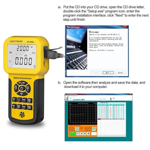 عبوتان من مقياس شدة الريح HVAC Pro، ومقياس سرعة الهواء AP-856A وAP-189B، ومقياس الضغط التفاضلي مع إضاءة خلفية لشاشة LCD كبيرة in Kuwait