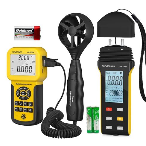 عبوتان من مقياس شدة الريح HVAC Pro، ومقياس سرعة الهواء AP-856A وAP-189B، ومقياس الضغط التفاضلي مع إضاءة خلفية لشاشة LCD كبيرة in Kuwait