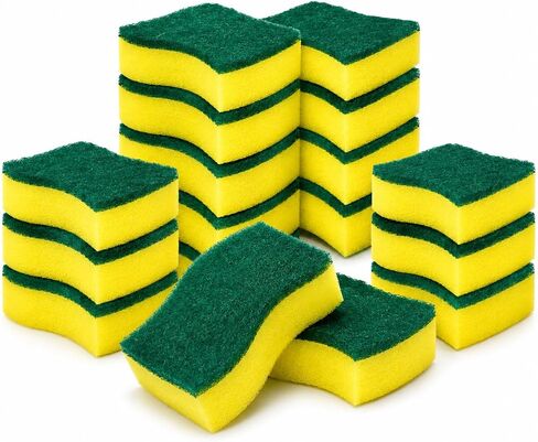 Heavy Duty Kitchen Sponges, 16 Pack – Dual-Sided Non-Scratch Scrubber for Dishes, Pots, Pans, Sink, Stovetop & Household Cleaning in Kuwait