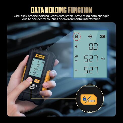 Mini Differential Pressure Gauge, High Precision Manometer with ±0.5% FS Accuracy, -101~200kPa Range, 6 Units for Automotive Engine, Brake and HVAC Testing in Kuwait