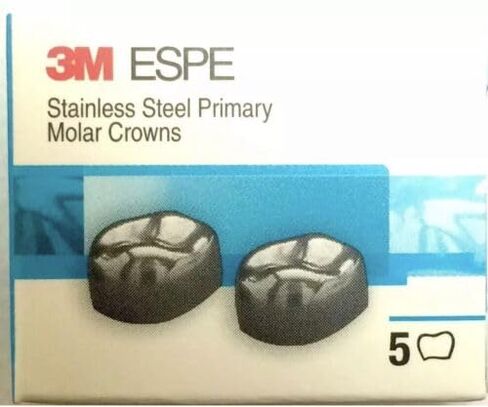 3M ESPE DLR4 Nichro الفولاذ المقاوم للصدأ تيجان الأضراس الأولية الأولى رقم 4 الجزء السفلي الأيمن 5/Pk in Kuwait